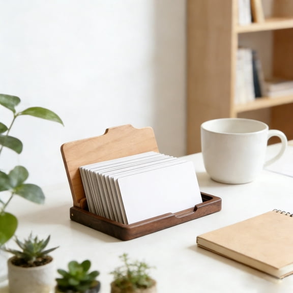 Wooden Business Card Holder Slim Portable Case for Men and Women, Pocket Wallet Style Card Organizer for ID, Credit Cards and Cash