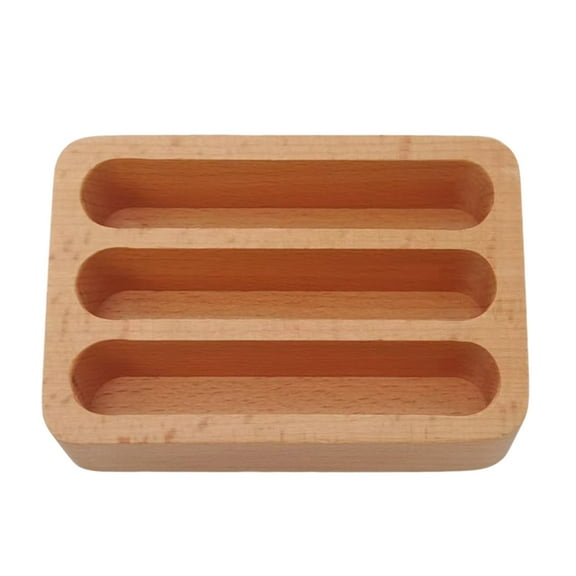 Wooden Business Card Holder, Solid Wood Card Display Stand, With 3 Slots Card Storage Case, Memo Name Card Organizer Rack Card Display Stand for Office and Home