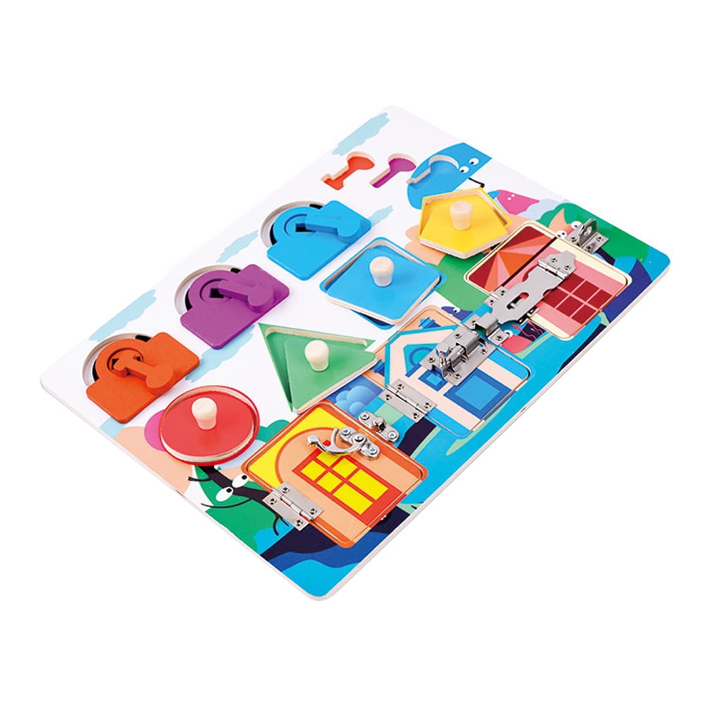 Wooden Busy Board Preschool Montessori Wooden Play Board Shape Matching