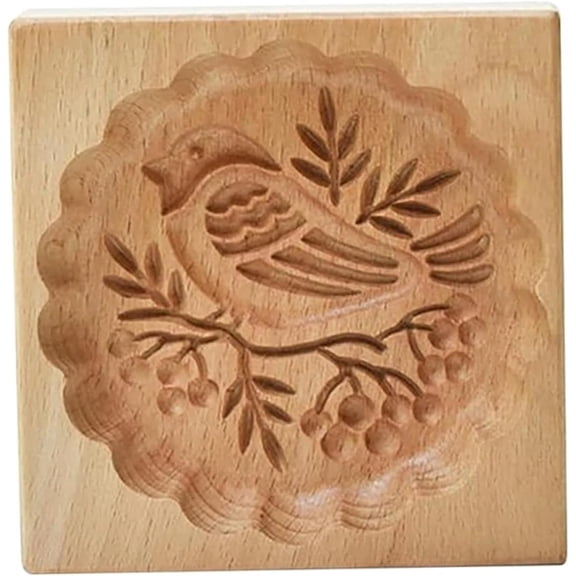 Wooden Butter Mold, Wooden Cookie Molds, 3D Carved Shortbread Mold, 3.9 Inch Non Stick Cookie Stamps, Reusable Molds for Baking Cookies Biscuit, Shortbread