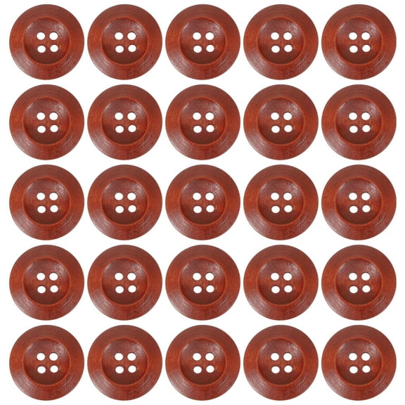 Uxcell Wooden Button 0.98" 80 Pcs 4 Holes Round Wood Sewing Button Red