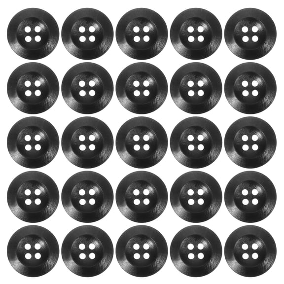 Uxcell Wooden Button 0.79" 80 Pcs 4 Holes Round Wood Sewing Button Black