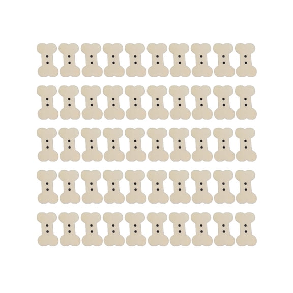 HEALEEP 100Pcs Beige Bone Design Wooden Buttons Two Holes for Sewing Clothes Hats and Bags