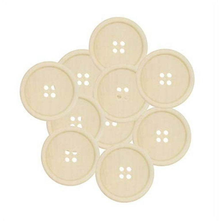 Wooden Buttons - Round Wood Buttons for Crafts Sewing Sweater by Mandala Crafts, Natural Color Bulk 200 Pcs 10mm 3/8 inch Button with 4 Hole