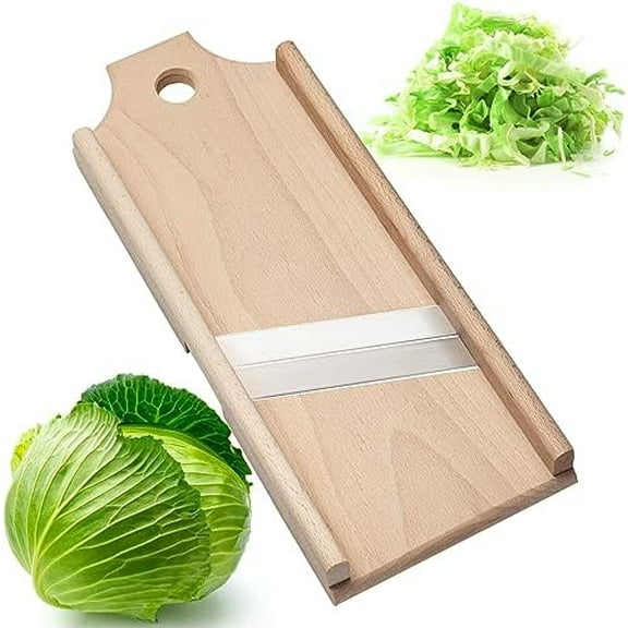 Wooden Cabbage Shredder for Coleslaw (16.6x6.3 in) - Heavy Duty Cabbage Grater for Slaw & Sauerkraut - Slaw Slicer Maker