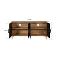 thumbnail image 1 of Wooden Cabinets, Black Carved Symmetrical Design Door And Wood Coloured Frame For TV Stand Table,Living Room ,Entryway, Black+Natural Living Room Cabinets,Mdf Cabinets With Doors, 1 of 10