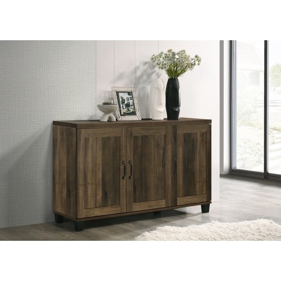 Wooden Cabinets, Corby 45"W Dark Dusty Oak Finish 3-Door Shoe Cabinet, Dark Oak Living Room Cabinets,Particle Board Cabinets With Doors, Furniture Primary Living Space Cabinets