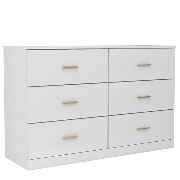 Wooden Cabinets, Modern White 6-Drawer Dresser for Bedroom - Ample Storage Wide Chest of Drawers, Sturdy & Safe, Antique White Living Room Cabinets,Engineered Wood Cabinets With Doors