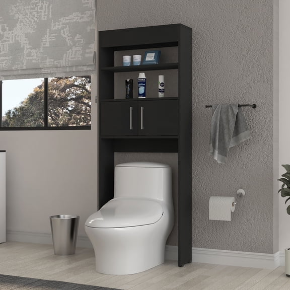 Wooden Cabinets, Morley 2-Shelf Over The Toilet Cabinet Wenge, Wenge Living Room Cabinets,Particle Board Cabinets With Doors, Furniture Primary Living Space Cabinets
