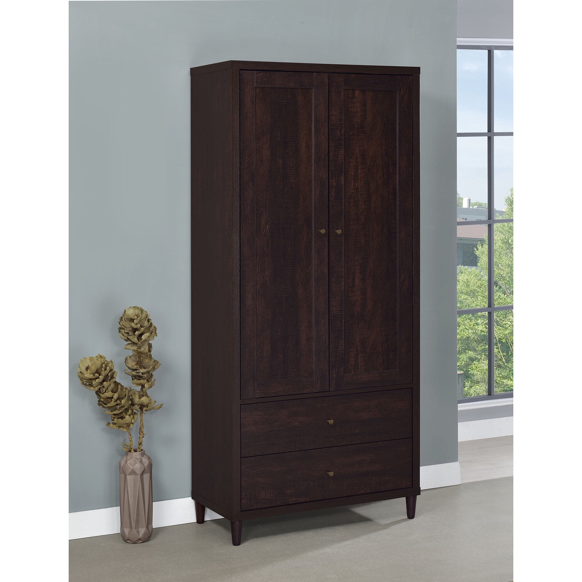 Wooden Cabinets, Nestor Tobacco 2-drawer Tall Accent Cabinet with 2 ...