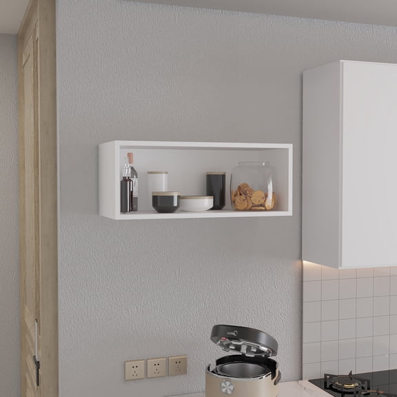 Wooden Cabinets, Wally 30" Wide x 12"H Open Wall Cabinet, Wall Shelf, Storage Cabinet, Cube Shelf Bedroom, Office, Living Room, Garage, White Living Room Cabinets,Particle Board Cabinets With Doors