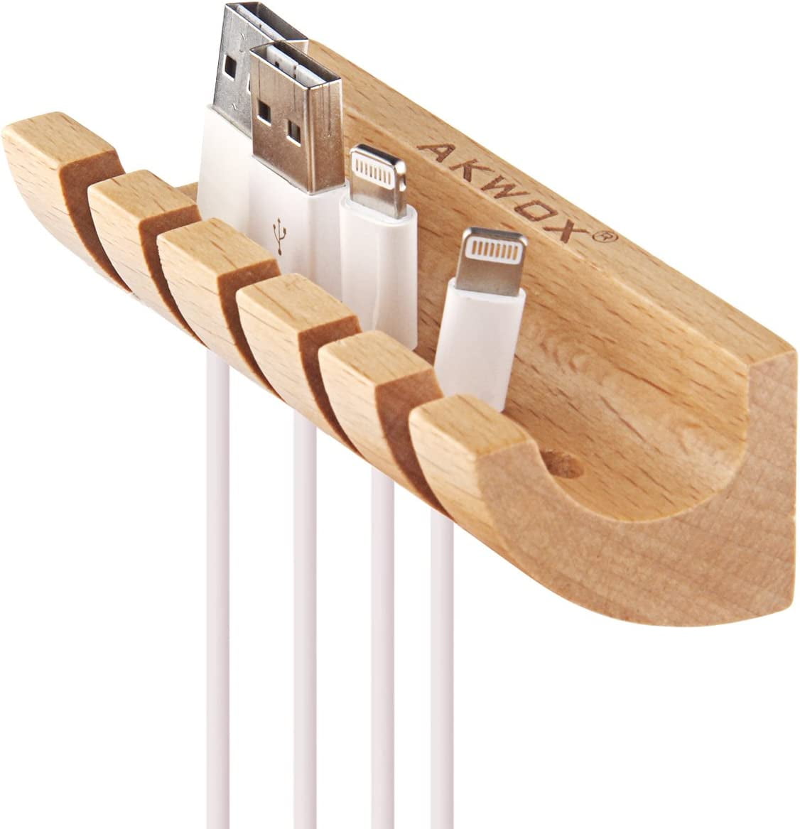 Wooden Cable Organizer Cord Management System for Wires Charging Mouse
