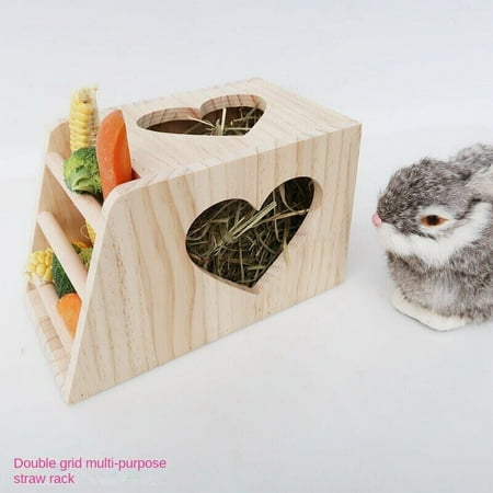 Wooden Cage Feeder Hay Rack For Rabbits Chinchillas Hay Feeder for Pets Home