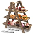 thumbnail image 1 of Wooden Cake Stand Cupcake Tower Food Dessert Display Stands  For Party with Steel Tongs Donut Stand Rustic Table Display Stand for Collectibles Jewelry Showcase Design 4, 1 of 6