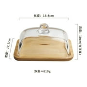 Wooden Cake Stand with Glass Dome – Rectangle Dessert Display Server, Rustic Farmhouse Look, Dust-Proof Lid for Parties Weddings, Easy-Assembly Entertaining Centerpiece, 1*Wooden Cake Plate