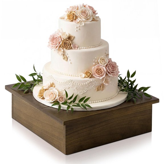 Wooden Cake Stand Square Rustic Display Riser for Weddings
