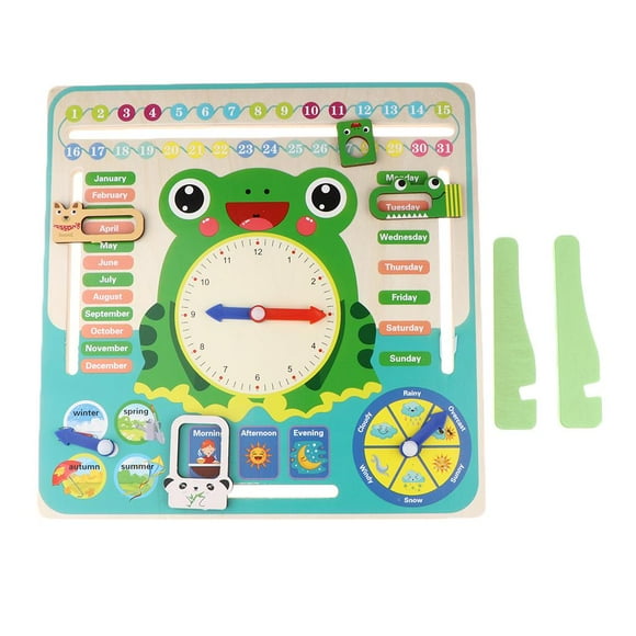 Wooden Calendar Clock Blocks Board - for Kids to Learn Time, Date, Weekdays, Weather and Seasons, for Children Teachers Classroom Teaching Clocks
