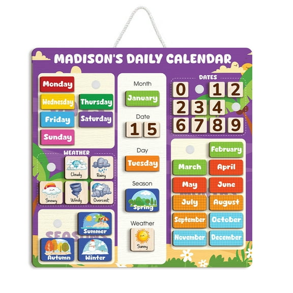 Wooden Calendar For Kids, Preschool Calendar For Kids Learning At Home, Montessori Toy for Kids