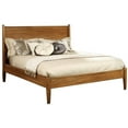 thumbnail image 1 of Wooden California King Size Bed with Panel Headboard Oak Brown, 1 of 6