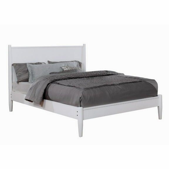 Benjara Wooden California King Size Bed with Panel Headboard, White