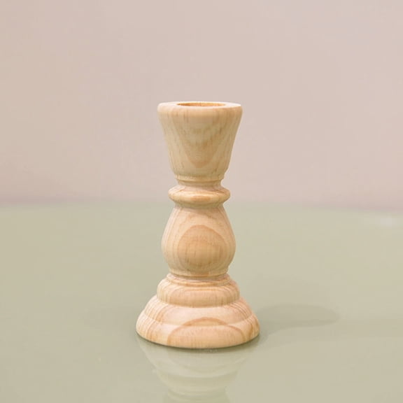 Wooden Candle Holder for Pillar Candles, Unfinished Rustic Farmhouse Boho Style, Short Candle Stick Stand for Fireplace or Dining Table Centerpiece, 4.13″