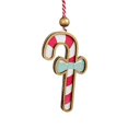 thumbnail image 1 of Wooden Candy Cane Christmas Ornament, Red White Striped Holiday Tree Hanging Decor with Teal Bow and Wood Bead, Rustic Xmas Party Decoration Gift, 3.94 Inch, 1 of 7