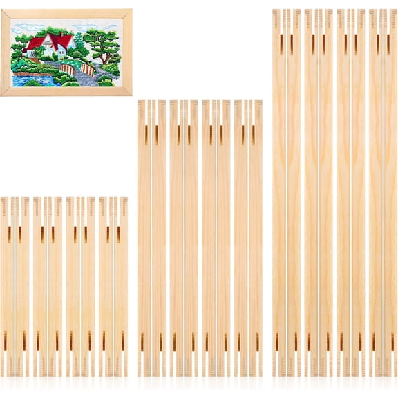 Wooden Canvas Stretcher Bars Tutuviw 12 Pcs Needlepoint Embroidery Stitch Frame Set, Wooden Canvas Splicing Stretcher Bars for Needlework Projects, Needlepoint Frame Set