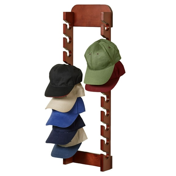 Wooden Cap Display Rack Classic Cherry Double 20 Slots