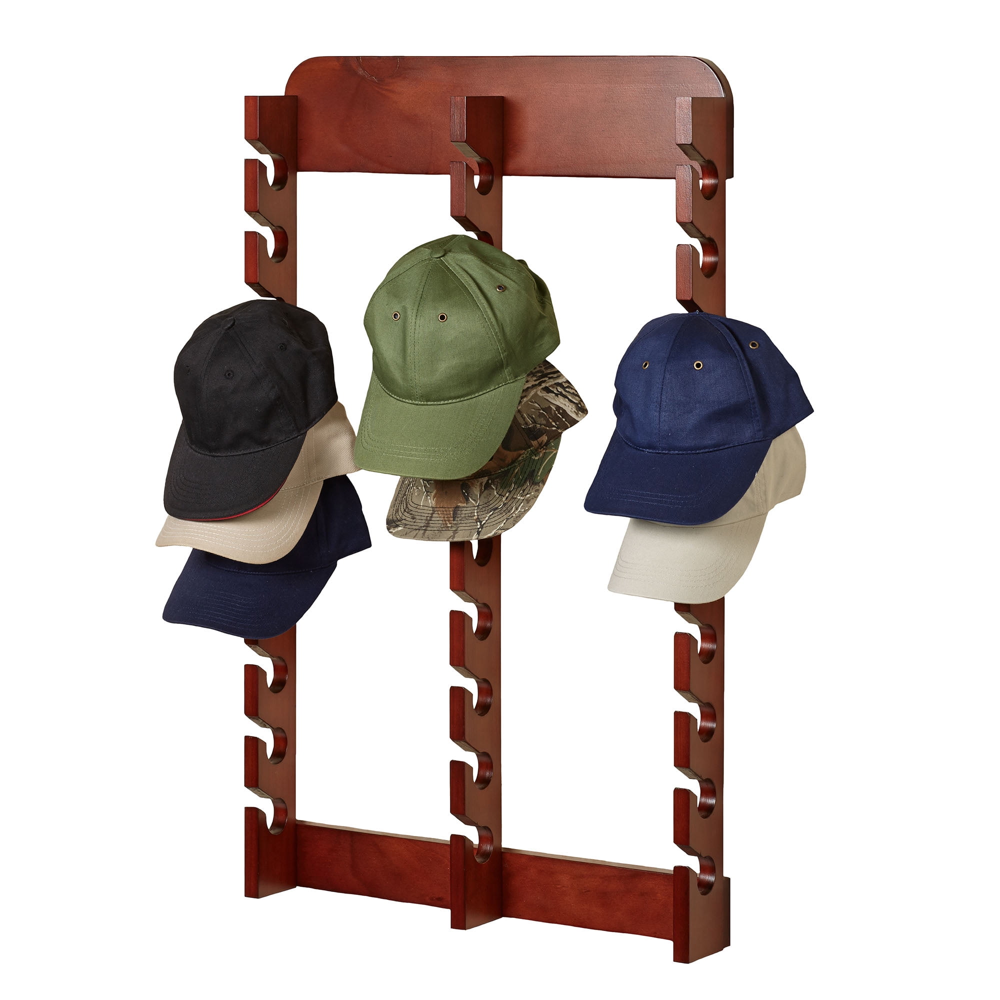 Wooden Cap Display Rack Classic Cherry Triple 30 Slots - Walmart.com