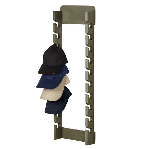 Wooden Cap Display Rack Gray Double 20 Slots