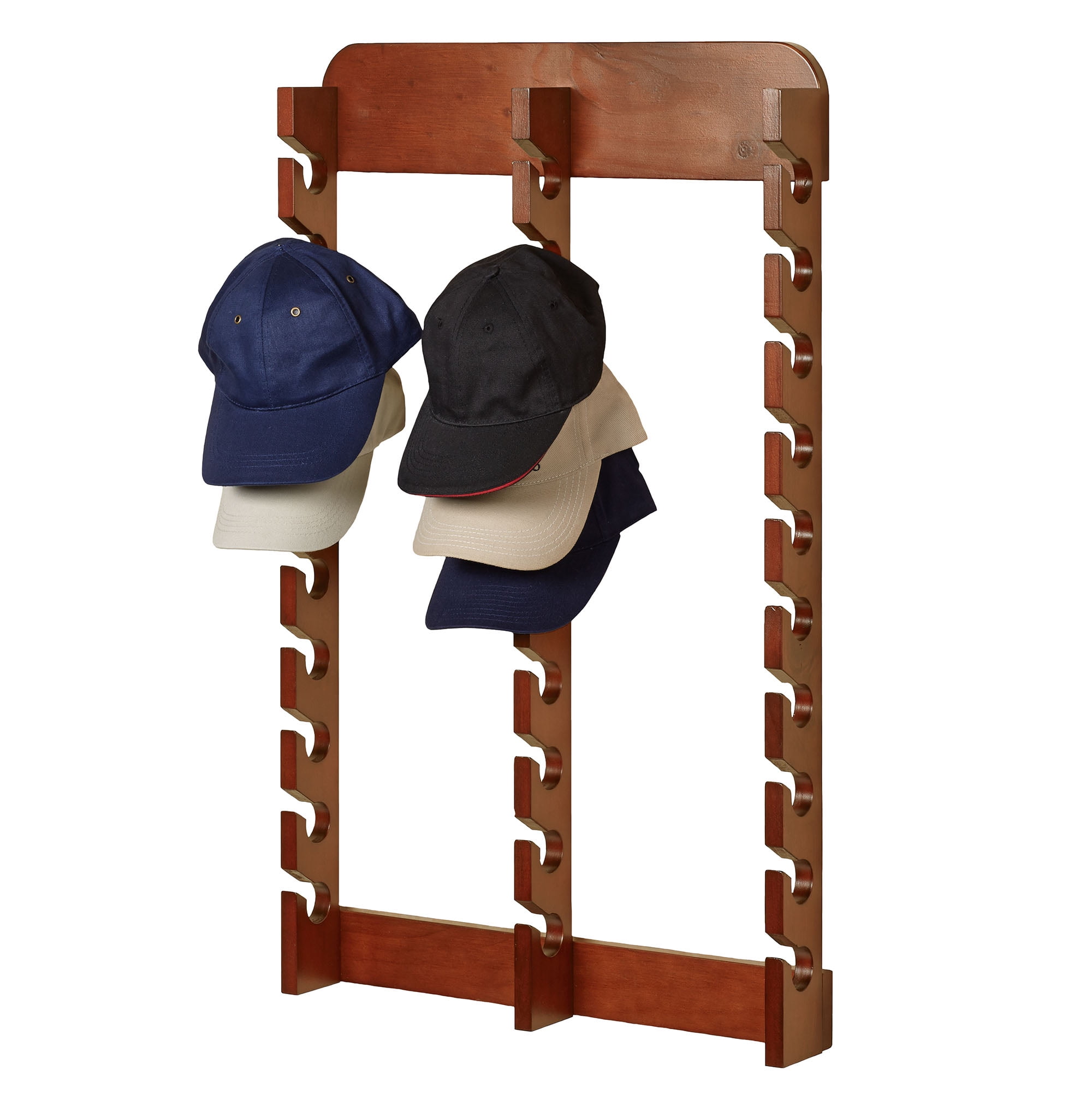 Wooden Cap Display Rack Mission Red Oak Triple 30 Slots - Walmart.com