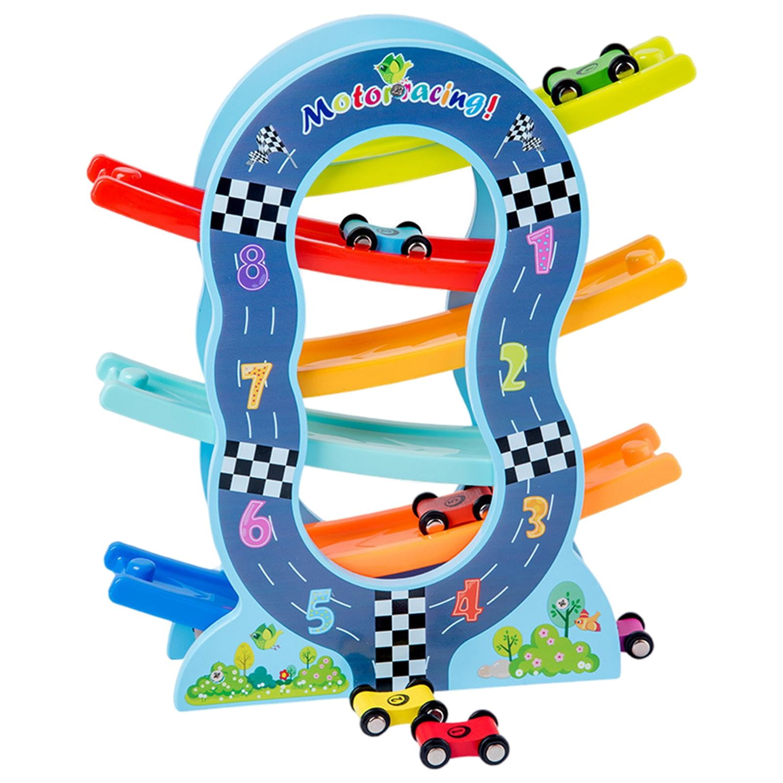 Wooden Car Ramp Toys, Mini Cars Vehicle Playset, Racing Slide Track Car ...