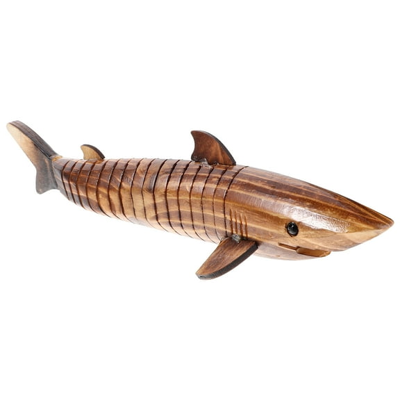 Wooden Carbonized 33cm Shark Model Toys Wooden Playset Shark Ornaments Bedrooms Decor Bedroom Decore Desktop Craft Child