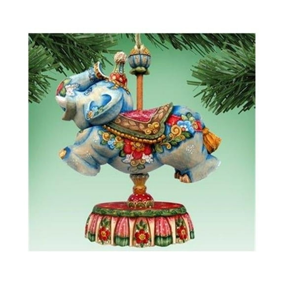 Wooden Carousel Elephant Decorative Hanging or Freestanding Figurine for Home & Garden