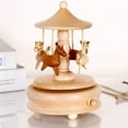 thumbnail image 1 of Wooden Carousel Music Box Handmade Rotating Horse Educational Musical Toy Home Office Desktop Decoration Ornament Kids Adults Birthday Christmas Gift, 1 of 7