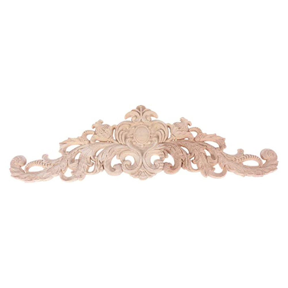 Hand-Carved Light Brown Wood Decorative Applique Panel