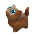 thumbnail image 1 of Wooden Carved Cats Figurine with Bright Eye Wood Kitten Miniature Sculpture Collectible Ornament for Home Office Decors, 1 of 8
