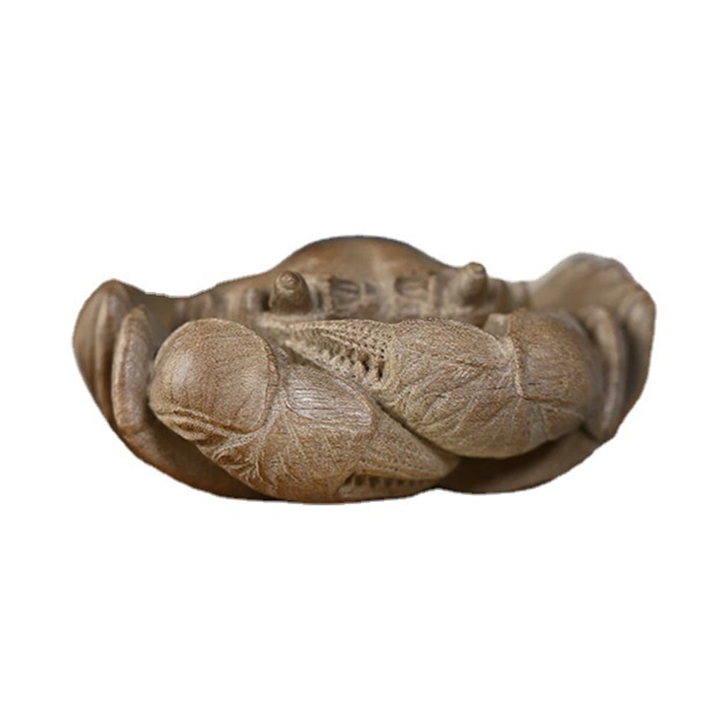 Wooden Carved Craft Wood Carved Crabs Ornament Office Desktop Decor ...