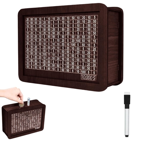 Wooden Cash Money Saving Box,Piggy Bank For Kids & Adults,10000 Savings Challenge Box,Money Box For Cash,Caja De Ahorro 10.000 Para Adultos,10K Smash Box,Smash Box For Money,Moneybox($10000)