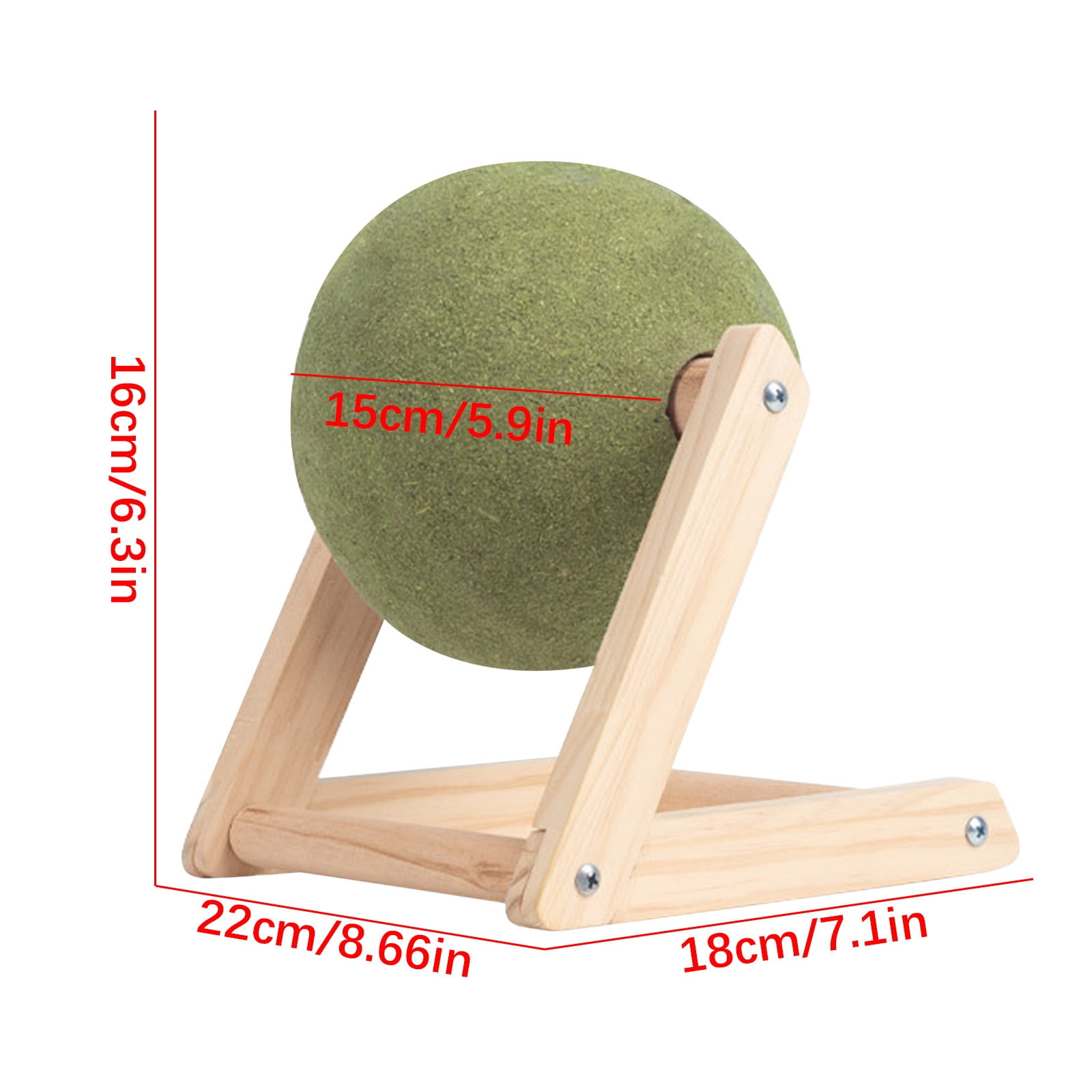 Wooden Cat Climbing Frame & Scratch Ball B - Pet-Safe Catnip Toy & Licking Pad Included, Durable Interactive Scratcher, Multi-Purpose Indoor Furniture for Cats & Small Kittens, 1pc
