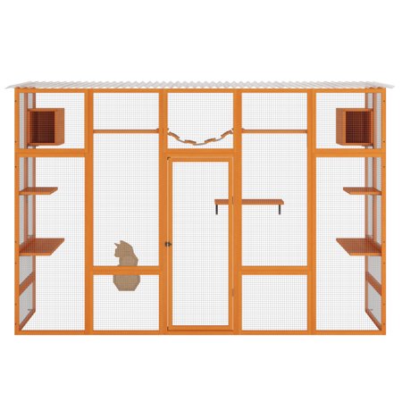 Wooden Cat Enclosure with Jumping Platforms Cat Condos Cat Bridge - Orange