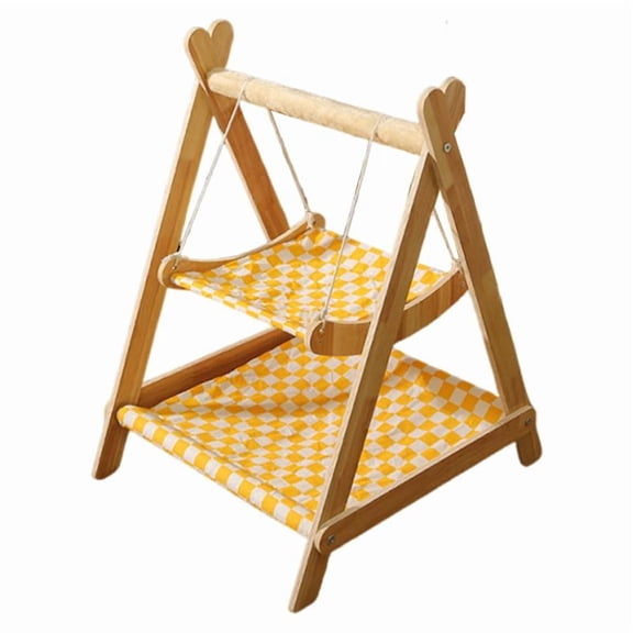 Wooden Cat Hammock Cat Perches Pet Bed Space Saving Raised Design for Small Animals Climbing Lounging