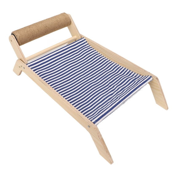 Wooden Cat Hammock Stand with Sisal Scratcher Post, Canvas Swing Bed for Kittens, Anti-Shake Design Scratcher All Seasons