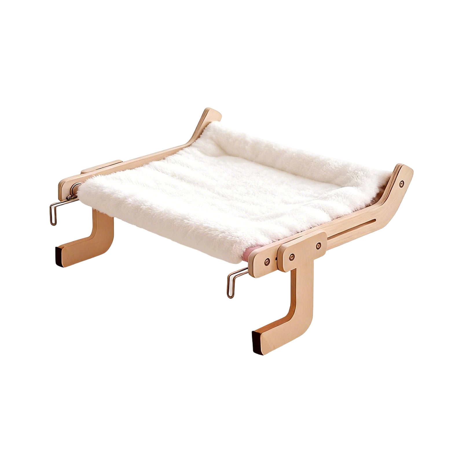 Wooden Cat Hammock - Wall-Mounted Cat Bed with Removable Washable Cushion, White Cat Perch for Window Balcony, All-Season Pet Wooden Cat Nest for Indoor Cats - 1PC
