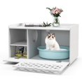 thumbnail image 1 of Wooden Cat Litter Box Enclosure with Flip-Down Opening, Removable Cushion, White, 1 of 8