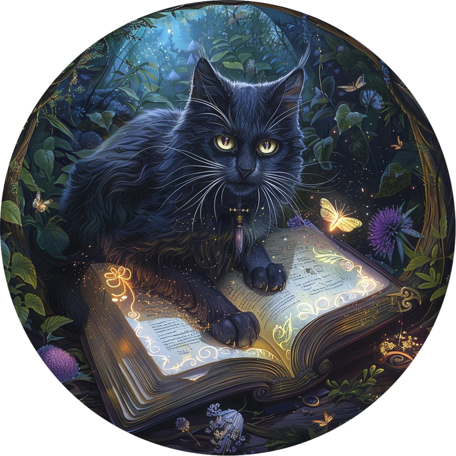 Wooden Cat Round Plaque Decoration Living Room Decorations for Tables ...