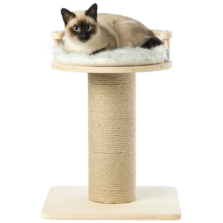 Wooden Cat Sisal Scratching Post Tree Tower with Seat Pet Bed Lounge