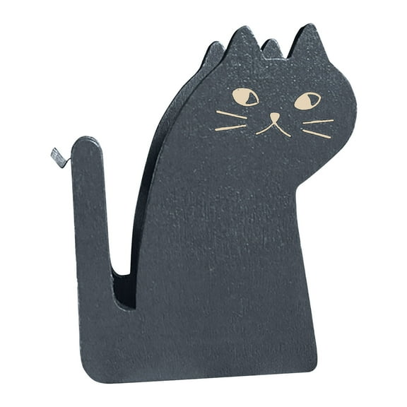 Wooden Cat Tape Dispenser Cute Desktop Supply Craft Stationery Organizer with Smooth Cutting Mechanism