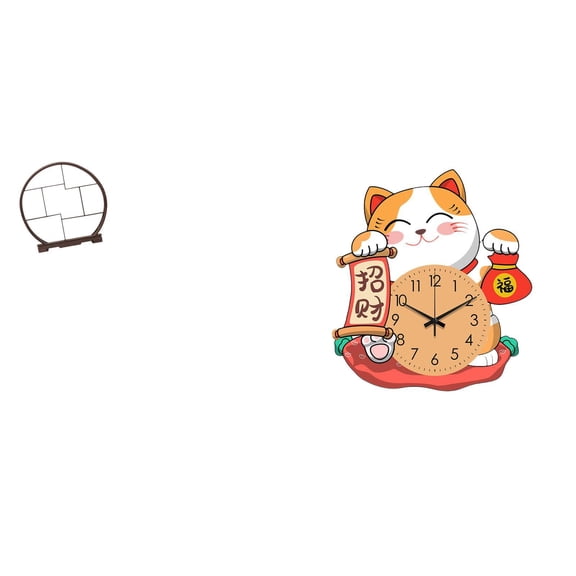 Wooden Cat Wall Clock Display Stand Silent Feature Organizer for Living Room Office Bedroom Decor Lovers