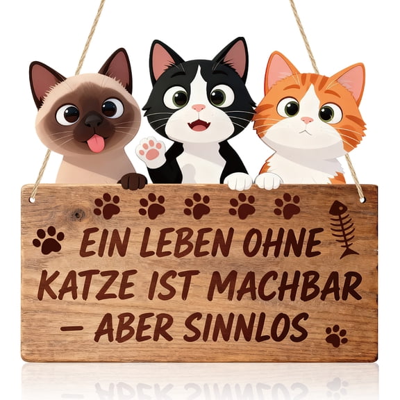 Wooden Cat Welcome Sign Wooden Plaque Hanging Ornaments Cat Shape 255x280x5mm DIY yourself